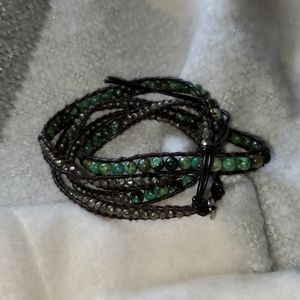 Green and Brown Beaded Wrap Bracelet